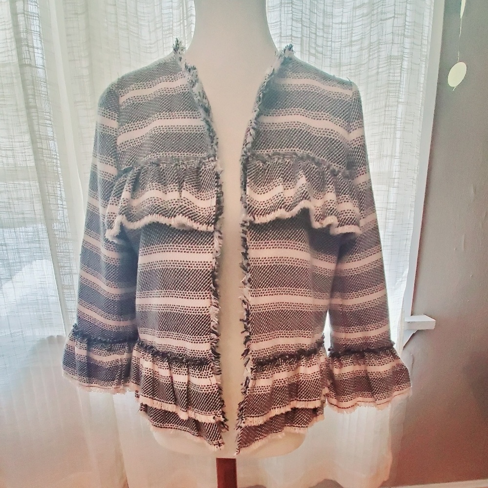 Soft Tweed Ruffle Blazer - Picture 2 of 6